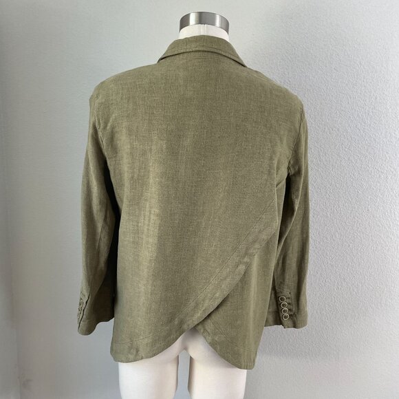 Anthropologie Womens 4 Olive Green Linen Blend Blazer Jacket - Picture 2 of 12